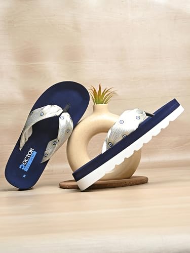 Image of DOCTOR FEEL SOFT Women's Cushioned Platform Slippers | Soft Fabric Padded Strap Flip Flops | Lightweight Shock Absorbing Sole for Everyday Wear Home, Casual & Relaxed Walking Use