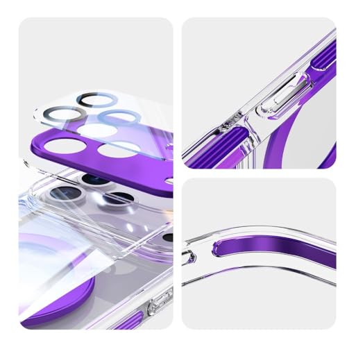 Coque iPhone 15 Pro violette transparente en silicone rigide avec bague de support intégrée - 3