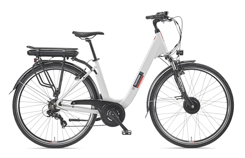 TELEFUNKEN E-Bike Damen 28 Zoll | Elektrofahrrad Frontmotor | 7-Gang Shimano Kettenschaltung | V-Bremsen - Pedelec Citybike | RC826 Multitalent | inkl. Panzerkabelschloss