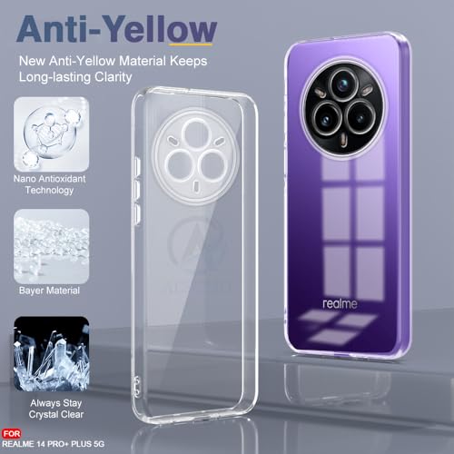 Image of AESTMO Back Case Cover for Realme 14 Pro Plus 5G | Crystal Clear Design | Shock Proof Design | Transparent Back Case Cover for Realme 14 Pro Plus 5G (Transparent, TPU)