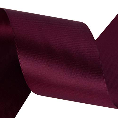 VATIN 2 inches Solid Wine Continuous Double Faced Polyester Satin Ribbon for Craft, Gift Wrapping, Hair Bow, Wedding Deco 25 Yard Spool