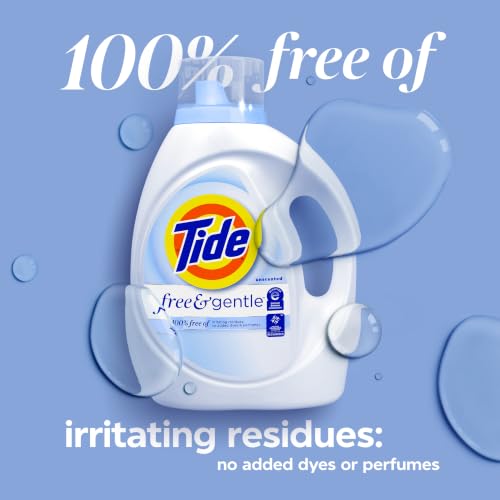 Tide Free & Gentle Liquid Laundry Detergent, Unscented, Hypoallergenic, Dermatologist Recommended for Sensitive Skin, 100 Loads, 3.9L view 8