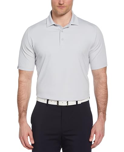 Callaway Men's Ventilated Classic Jacquard Short Sleeve Golf Polo, Stretch Seams, Moisture-Wicking (Available in Big & Tall), Gray Dawn, Medium