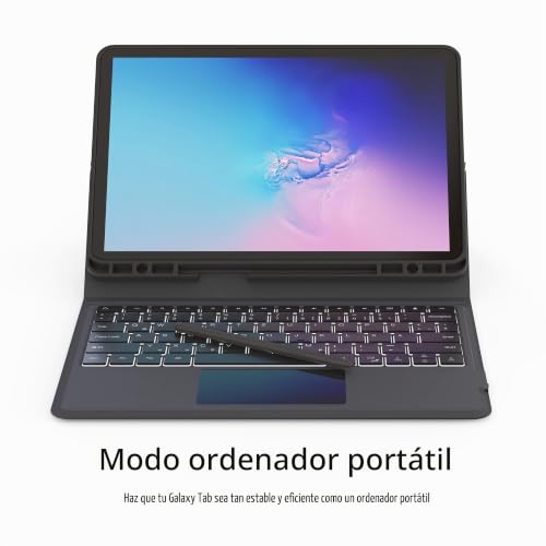 Teclado inalámbrico QWERTZ alemán con funda para Samsung Galaxy Tab S7 FE y S8 Plus de 12.4 pulgadas 6
