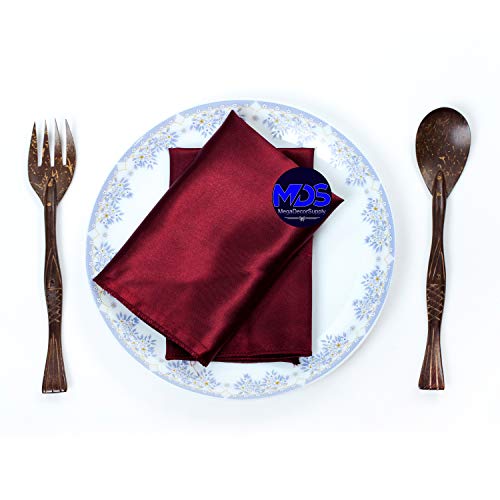 Mds Pack Of 100 Wedding Satin 12"X 12" Square Dinner Napkin Or Handkerchief For Wedding Banquet Decoration - Burgundy #TOP3