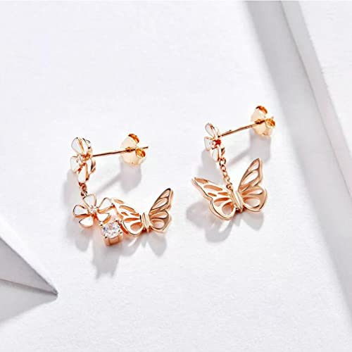 Boucles d'oreilles Papillon et Fleur idée cadeau d'anniversaire romantique