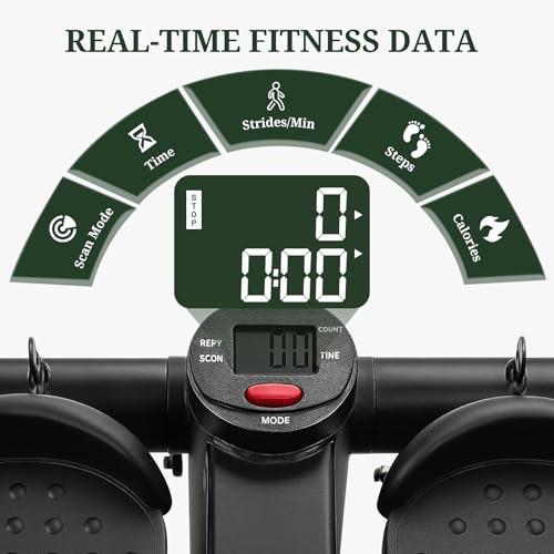 Mini Stair Steppers with Resistance Bands for Exercise at Home, Portable Exercise Twist Stepper Machine for Full Body Workout, Hydraulic Fitness Stepper with LCD Monitor, Black