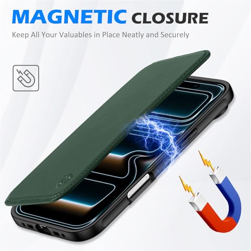SHIELDON Slim Genuine Leather Case Wallet for iPhone Air 6.5", Evergreen by SHIELDON - Used condition - Image 8