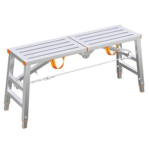 HFFKOS Torre di ponteggi Ponteggi Scala Pieghevole Multiuso Piattaforma di Lavoro Addensamento per Decorare e rifinire cavalletti (15,75X70,87 Pollici) (Argento 11,81X55,12 Pollici)