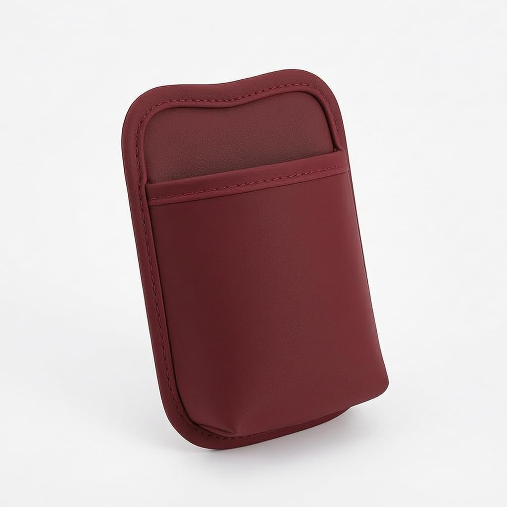 Vehicle Air Vent Storage Pouch with Secure Clip Made of Pu Leather for Holding Phones Cables Keys Pens, Color to 3, Red