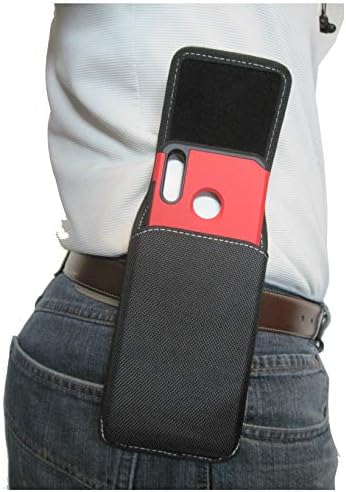 Mgbca Nylon Cell Phone Pouch for Samsung Galaxy A23 A21 A20 A50 Holster with Belt Loop, Rugged, Magnetic Closure, Phone Belt Holder, Fits with Slim-fit Case On Smartphone (Black-Vertical)