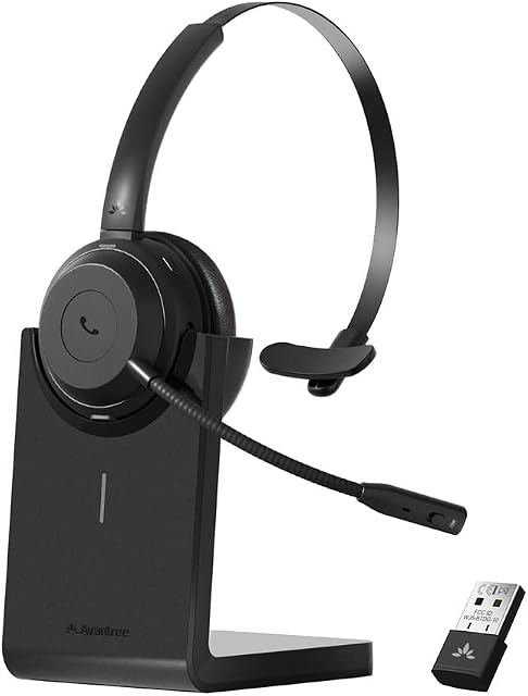 Avantree Alto Solo - Bluetooth 5.1 Wireless Headset with USB Adapter & Noise Cancelling Microphone, Support Phone & PC Simutaneously, Mute Switch, Busy Light, Wired Use for Computer Laptop