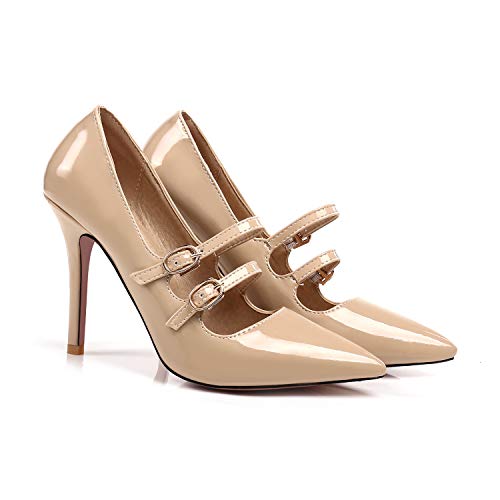 LEHOOR Women High Stiletto Heel Pointed Toe Mary Jane Pumps Ankle Straps Slip On Buckle Sexy Comfortable Dress Shoes 5-15 M US