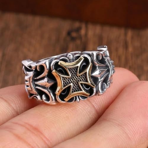 Anillo de cruz grande punk de hombre ajustable de estilo retro 4