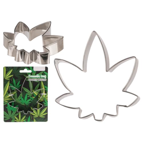 LND Gifts Cannabis Leaf Cookie Mould, 10cm Leaf Cookie Cutter, Leaf Cutter for Icing Baking, Cannabis Leaf Cutter Ideal for 80's Party Food Props, Hippy Party Accessories Pastry and Biscuit Cutter