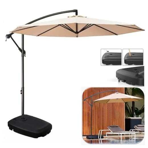 Ombrelone 3 metros para piscina Lateral Suspenso Kauai Bege Com Base Plástica 55L - AMZ