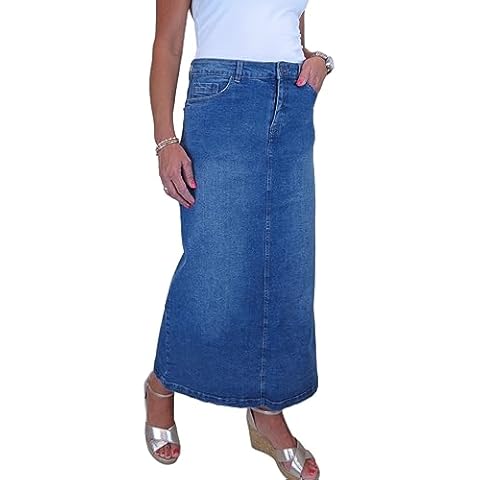 icecoolfashion Women's Stretchy Denim Maxi Skirt Cover