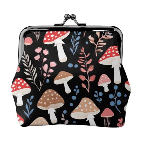 Double Coin Purse For Women autumn fall leaves cool mushrooms (3) Lightweight Small Coin Purse