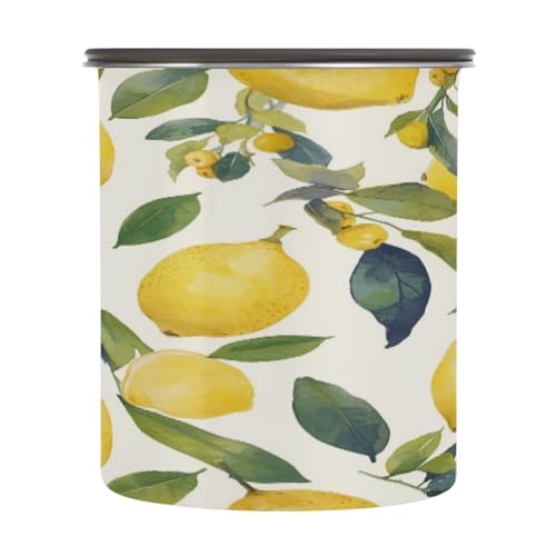 Amooorous Recipientes de almacenamiento herméticos de acero inoxidable para cereales, apilables, con botón de presión, para alimentos secos, color amarillo limón