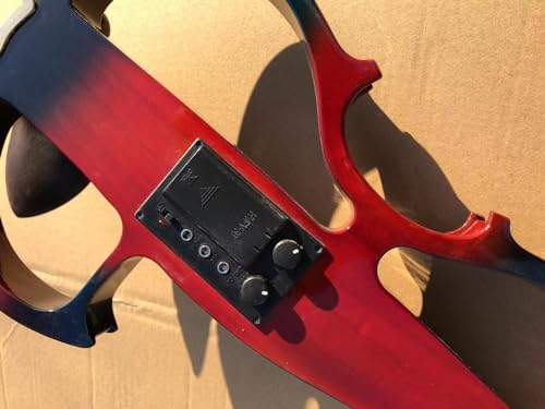 Image of Vetimobato Electric Violin 4 /4 Full Size Solid Wood Silent Violin Set for Adults Beginner Practice Electric Fiddle with Ebony Fittings Hard Case & Bow(4 String Red & Blue)