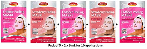 Preisvergleich Produktbild Schaebens Erdbeer Peeling Gesichtsmaske - mit hautfreundlichem Peeling, AHA, Erdbeer-Frischzellen und Kiwi-Extrakt - (5 x 2 Einheiten. 6 mL je Einheit - Für 10 Anwendungen) - Für alle Hauttypen
