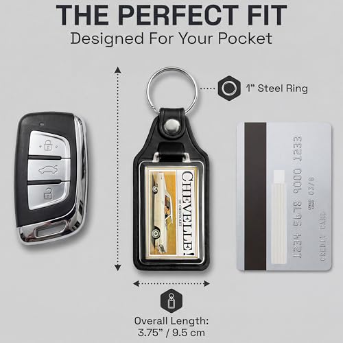 Image of Brotherhood 1964 Compatible with Chevelle Brochure Ad Design Key Chain Key Holder Key Ring For Men Heavy Duty Car Key Ring For Men and Women