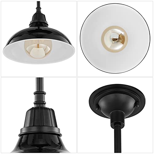 Image of JONATHAN Y Jasper 1-Light Farmhouse 12.25 inch Metal Pendant, Black