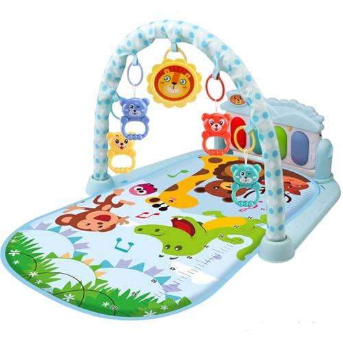Tapis de jeu pour bébé centre d'activités musical et lumineux bleu