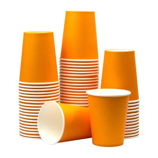 Pretty UR Party Orange Paper Cups, Kids Party Cups, Disposable Paper Cups for Birthday, Wedding, Party, Picnic, BBQ, Travel and Events – Pack of 20 pcs