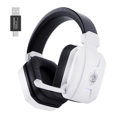 YOTMS Q2ゲーミングヘッドセット 有線 無線両用 低遅延 USB 2.4GHz Bluetooth 5.3 有線3WAY接続 ワイヤレスヘッドフォン 着脱式ノイズキャンセルマイク 40時間連続再生 black 白