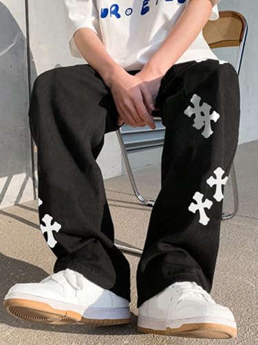 Floerns Men's Cross Print Drawstring Waist Straight Leg Track Casual Streetwear Sweatpants3