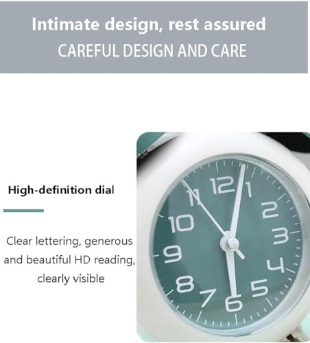 Image of Alarm Clock Analog Table Clock with Twin Bell Design and Numbered Dial, Desktop Timepiece (Alloy Steel Twin Bell Green)