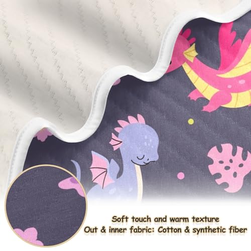 Image of Qilmy Cute Dragons Baby Blanket for Boys Girls Kids with Soft Cotton, Cute Cozy Warm Nursery Receiving Swaddle Blanket for Toddler Infant Crib, 30 x 40 Inch
