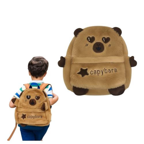 Novavida, Mochila Capivara Pelúcia Infantil com Dois Compartimentos