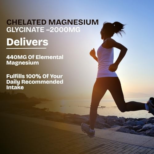 Image of Pure Nutrition Chelated Magnesium Glycinate - 240 Tabs (120x2), 2000mg | High Absorption for Sleep, Cramps, Nerves Health, Relaxation, Bone & Joint Health | Elemental Magnesium 440mg