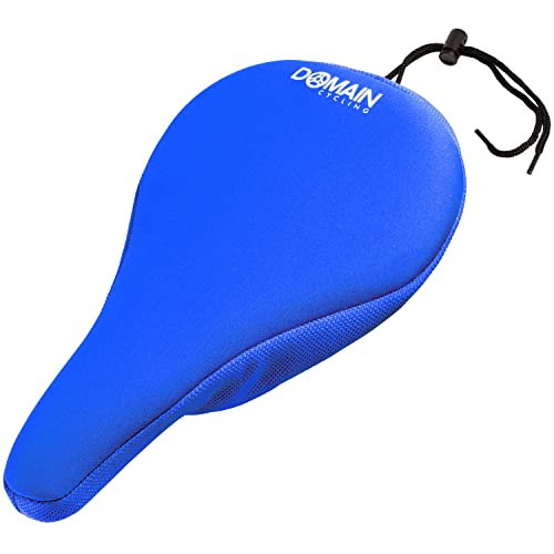 Domain Cycling Bike Seat Cushion - Ultimate Comfort, Fits Peloton Seat Cushion and Most Exercise and Spin Bikes, Padded Gel Bike Seat Cover to Make Peloton Bicycle Seat Comfortable, 10.5”x7” Cover