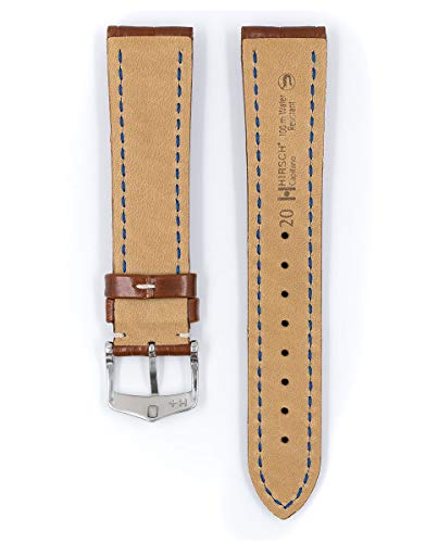 Hirsch Capitano Alligator Watch Strap - Golden Brown Band/Silver Buckle - L - 20Mm / 18Mm - Shiny Silver Buckle - Water Resistant Leather Band #TOP2