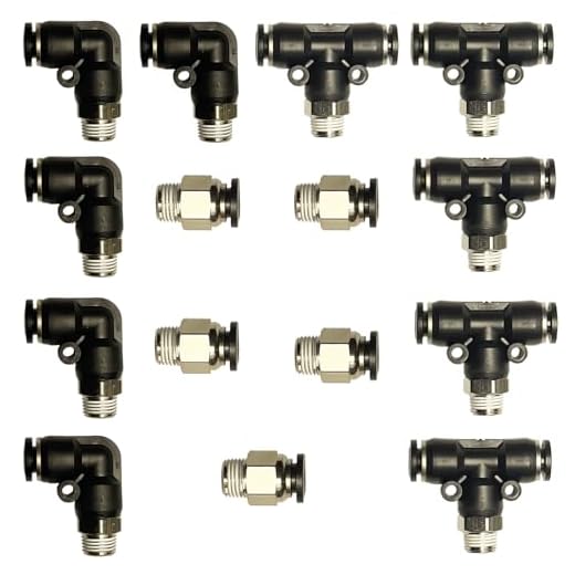 15 Pcs Push to Connect Fittings 1/4 Inch Tube OD x 1/8 Inch NPT Pneumatic Male Thread Straight Elbow Combination Push Quick Release Connectors Connect Air Line Fittings Plumbing Fittings