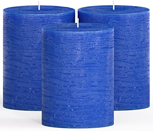 CANDWAX 3x4 Pillar Candles Set of 3 - Decorative Candles Unscented and No Drip Candles - Ideal as Wedding Candles or Large Candles for Home Interior - Ivory Candles