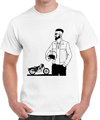 Image of Caseria Men's Cotton Printed T-Shirt -Bike Man | 100% Cotton | Half Sleeves | Regular Fit | Printed | Round Neck | Graphic T Shirt