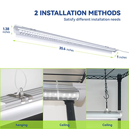 Monios-L Plant Shelf With Grow Lights, 4-Tier Metal Plant Stand With 180W T8 5000K Grow Light Bar, Heavy Duty Adjustable Rack With Wheels For Indoor Plants, Succulents, Seedlings(35Lx14Wx61H, Black) #TOP4