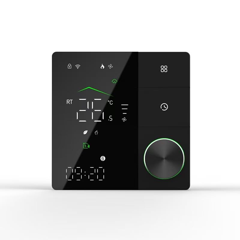 Smart Thermostat, WiFi, Programmable, AI Smart Learning APP Control LED Digital Touch Screen, AC Thermostat for House Electric Floor Heating (Black)