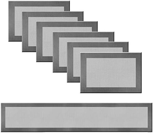 Bright Dream Placemats and Table Runner Sets Woven Vinyl Non slip 6 Placemats with 1 Table RunnerGrey