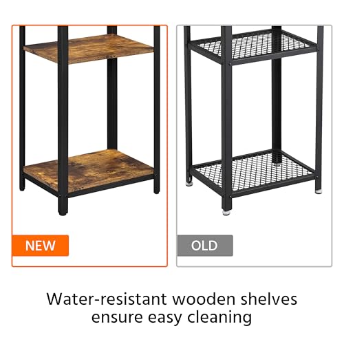 Yaheetech 3-Tier Tall Side Table, Open Shelf & Steel Frame, Industrial 75cm Sofa Side Telephone Table for Living Room Bedroom, Rustic Brown - Image 4