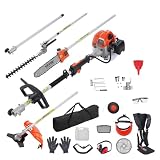 VEVOR 43cc 6-in-1 Multi-Functional Trimming Tool, Hedge Trimmer, Weed Eater, String Trimmer, Brush Cutter, Edger, Pole Saw Chainsaw Pruner with Extension Pole, w/EPA, CE and EMC Certification