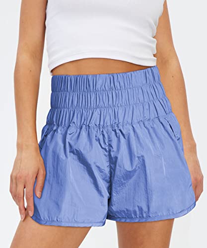 Automet Womens High Waisted Athletic Shorts Elastic Casual Summer Running Cheer Shorts Beach Clothes For Teen Girls #TOP2