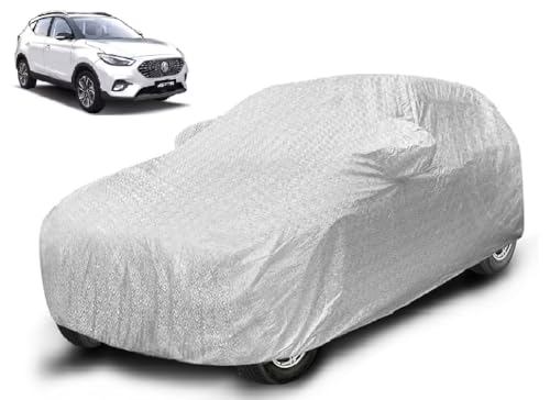 Image of Auto Hub Car Cover Compatible with MG Astor with Mirror Pocket and Soft Cotton Lining,Astor Car Cover Waterproof, Metallic Silver