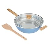 VERSATILE ALL-IN-ONE PAN: Extra large and deep pan performs 9 different cooking and serving functions. Includes stainless steel steamer basket; folding handles with silicone accents protect against scratching. HEALTHY AND SAFE COOKING: Toxin free, no...