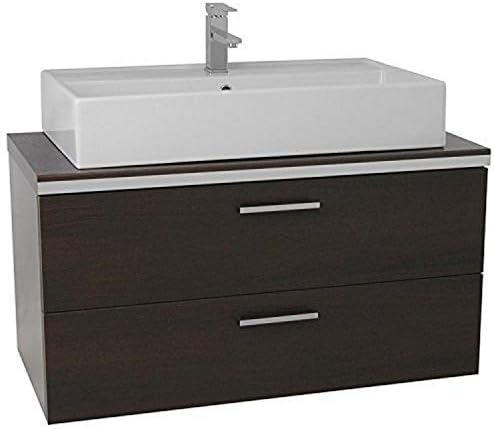 Iotti AN90 Aurora Double Vessel Sink Bathroom Vanity with Wall Mounted, 38", Wenge