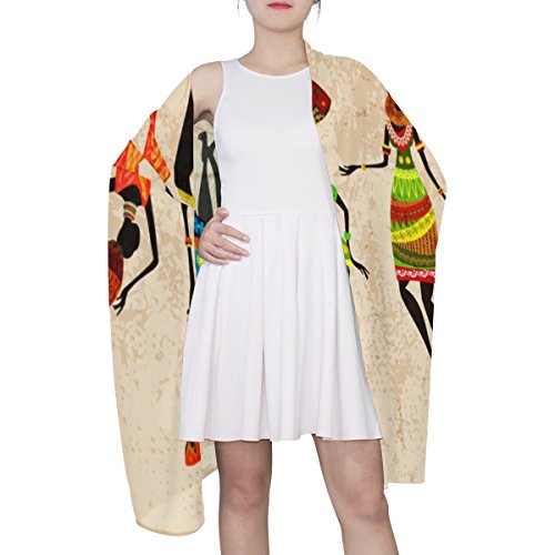 LORVIES Retro Beautiful African Women Silk Scarf Lightweight Long Scarf Shawl Wrap for Women
